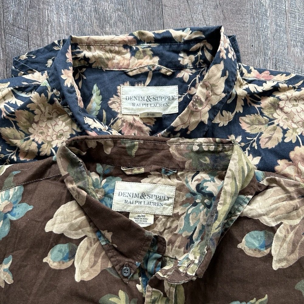 Polo Ralph Lauren Denim and Supply Floral Button Up Shirt Hawaiian Mens XL Lot